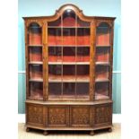 DUTCH WALNUT MARQUETRY DISPLAY CABINET, 20th Century, with domed cornice. large centre panelled