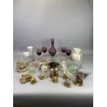 AMETHYST & OTHER COLOURFUL GLASSWARE, Lilliput Lane cottages, Coalport, Doulton and other ornamental