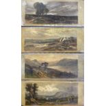 WELSH FOLK ART HAND PAINTED SLATE PANELS (8) - all depicting various, probably Welsh view, lakes,