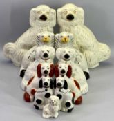 STAFFORDSHIRE COMFORTER DOGS, 5 PAIRS PLUS ONE OTHER - including a pair marked 'Beswick' No 1378-5