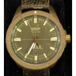 VOSTOK ALMAZ SPACE STATION BRONZE CASE 155/3000 WRISTWATCH - with leather strap, in original box