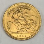 GEORGE V GOLD HALF SOVEREIGN 1915