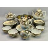 JAPANESE EGGSHELL TEA SET, 21 PIECES and a John Jenkins Imari palette fruit bowl made in Japan,