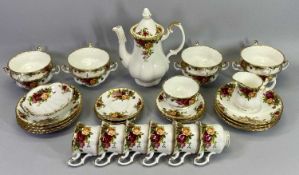 ROYAL ALBERT OLD COUNTRY ROSES COFFEE & TABLE WARE - 32 pieces to include a coffee pot and cover
