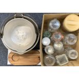 ALUMINIUM SWING HANDLED JAM PANS (2) and a quantity of clip lidded preserve and storage jars