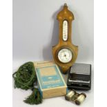 EDWARDIAN INLAID MAHOGANY WALL BAROMETER WITH THERMOMETER, Panasonic slimline cassette recorder in