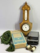 EDWARDIAN INLAID MAHOGANY WALL BAROMETER WITH THERMOMETER, Panasonic slimline cassette recorder in