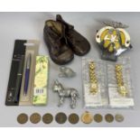 MIXED COLLECTABLES GROUP - to include a child's pair of leather boots, Parker and other pens, AA car