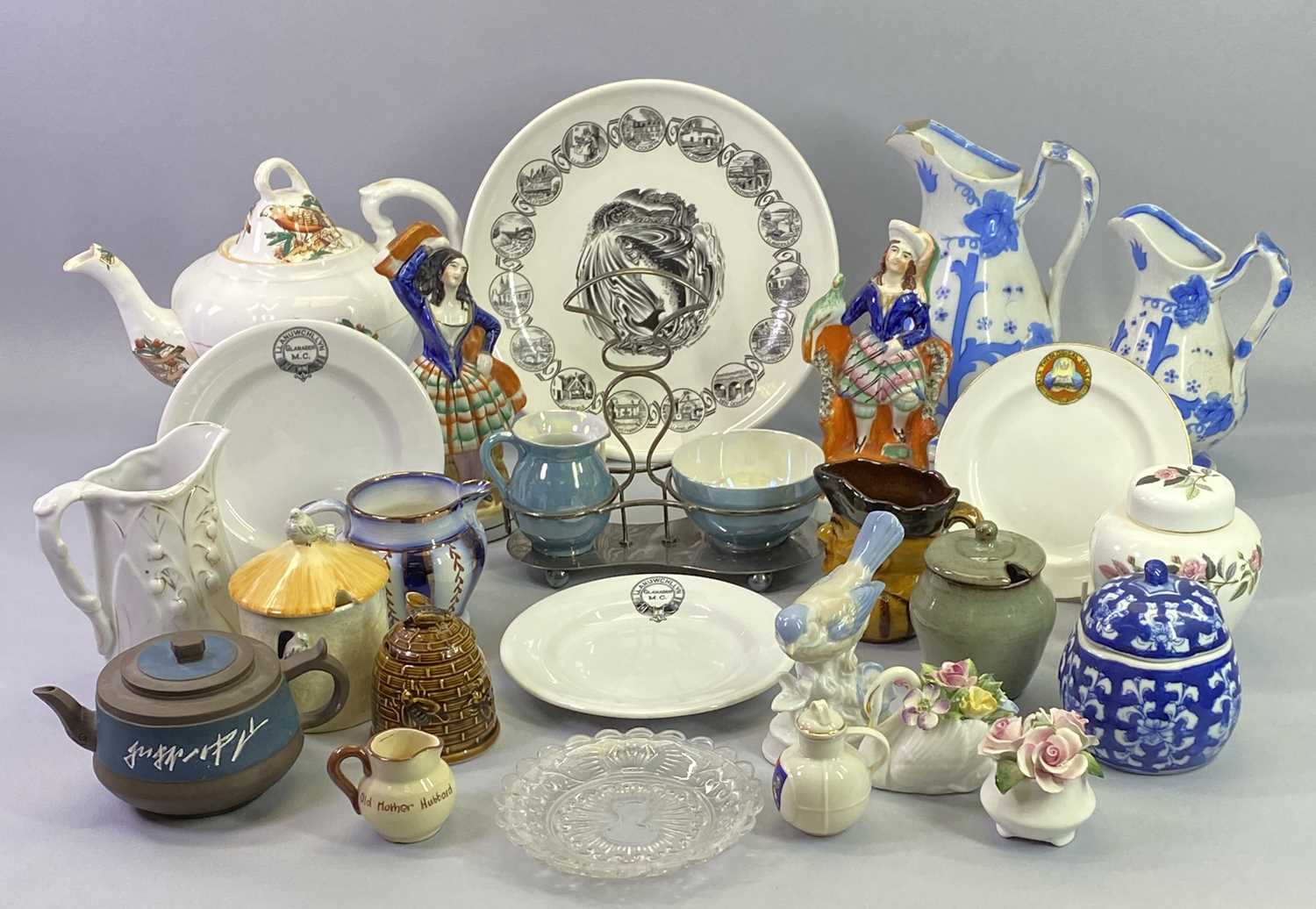 VICTORIAN & LATER POTTERY, PORCELAIN & COLLECTABLES GROUP - to include Victorian teapot and cover,