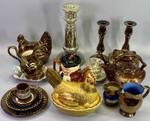 MERCURY GLASS, COPPER LUSTRE, MAJOLICA and other collectables