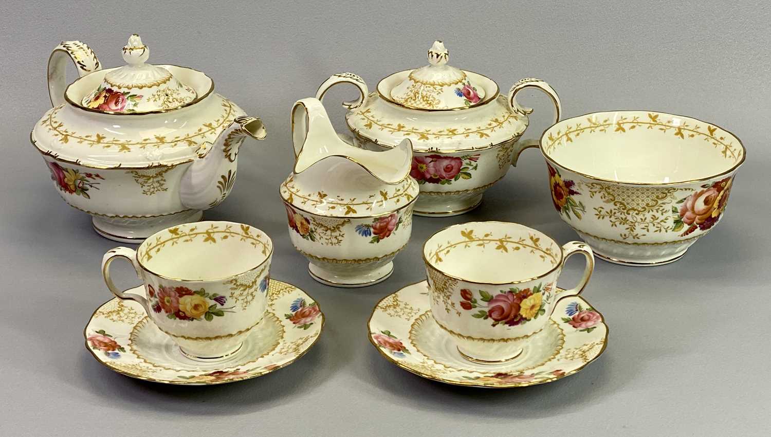 RADFORDS-FENTON CHINA TEAWARE, 42 PIECE - to include teapot and cover, sucrier and cover, milk jug - Image 2 of 2