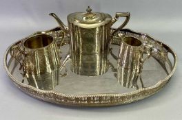 MATCHED EPBM PLATED TEA SERVICE - on an oval two-handled silver plate on copper tray with