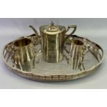 MATCHED EPBM PLATED TEA SERVICE - on an oval two-handled silver plate on copper tray with