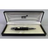 MONT BLANC BOHEME BALLPOINT PEN numbered IYHT3508 - silvered with snakeskin effect black body case