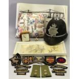 MIXED COLLECTABLES GROUP - to include a North Wales Police helmet, cloth insignia and badges