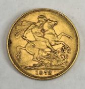VICTORIA YOUNG HEAD FULL GOLD SOVEREIGN 1872