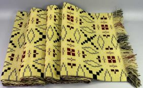 VINTAGE WELSH WOOL BLANKET - multi-mix burgundy and black with reversible pattern in yellow with