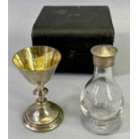 SILVER PART COMMUNION SET - in fitted case, London 1902, Maker Blunt & Wray, to include an 8.5cms
