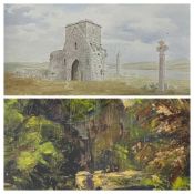 W CAREY watercolour - titled 'Devonish, Enniskillen' depicting ruins, signed and dated 1917, 24 x