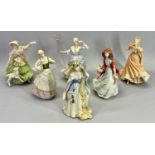 WEDGWOOD/DANBURY MINT FINE PORCELAIN LADY FIGURINES (6) - to include Cinderella, The Goose Girl,