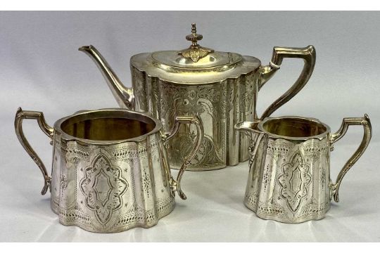 MATCHED EPBM PLATED TEA SERVICE - on an oval two-handled silver plate on copper tray with - Image 2 of 4