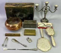 METALWARE & OTHER COLLECTABLES - an assortment to include silver Vesta, EP candelabra, beaten copper