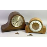 VINTAGE MANTEL CLOCKS (2) both having chime strike movement to include a walnut cased Smiths