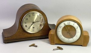 VINTAGE MANTEL CLOCKS (2) both having chime strike movement to include a walnut cased Smiths