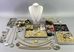GOLD TONE, STERLING SILVER, FILIGREE & MARCASITE with costume jewellery collection, the gold tone