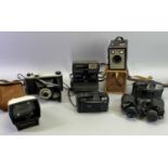 VINTAGE & LATER CAMERAS, BINOCULARS and a boxed Halina viewer for slides, cameras include a Kodak