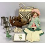 MIXED COLLECTABLES GROUP - to include an Armand Marseille porcelain headed doll with composition