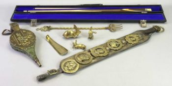 MIXED BRASSWARE & OTHER COLLECTABLES GROUP - to include a leather Martingale holding five