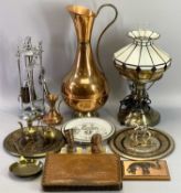 MIXED COLLECTABLES GROUP - to include a modern Tiffany style lamp, copper jugs, chrome thistle