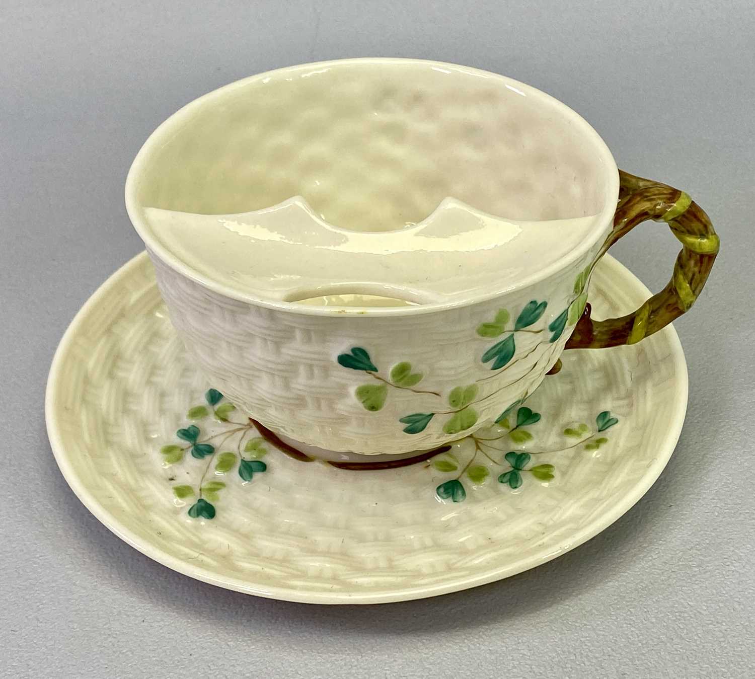 BELLEEK IRISH PORCELAIN, 13 PIECES - to include a Shamrock decorated moustache cup and saucer and - Image 2 of 2