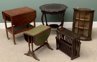 FURNITURE ASSORTMENT (5) to include wall hanging corner cupboard, tea trolley, Pembroke table,