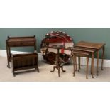 FURNITURE ASSORTMENT to include tea trolley with two drawers, magazine rack, tripod wine table, nest