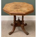 EDWARDIAN BURR WALNUT OCTAGONAL TOPPED TEA TABLE, 68cms H, 72cms W, 72cms D