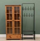 MODERN PINE TWO DOOR GLAZED BOOKCASE with base drawer, 180cms H, 83cms W, 30cms D and a CONTEMPORARY