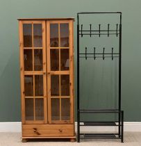 MODERN PINE TWO DOOR GLAZED BOOKCASE with base drawer, 180cms H, 83cms W, 30cms D and a CONTEMPORARY