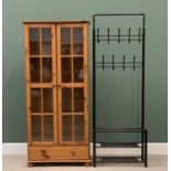 MODERN PINE TWO DOOR GLAZED BOOKCASE with base drawer, 180cms H, 83cms W, 30cms D and a CONTEMPORARY