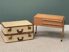 VINTAGE LUGGAGE - matching elegant suitcases and a HABERDASHERY TROLLEY with comprehensive contents,