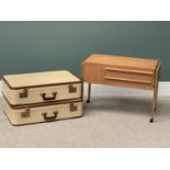 VINTAGE LUGGAGE - matching elegant suitcases and a HABERDASHERY TROLLEY with comprehensive contents,