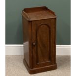 VICTORIAN MAHOGANY POT CUPBOARD with railback and single door, 78cms H, 40cms W, 33cms D