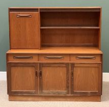 G-PLAN TEAK SIDEBOARD with incorporated upper section cocktail cabinet, 141cms H, 140cms W, 44cms D