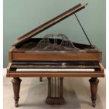 MAHOGANY BOUDOIR GRAND PIANO by John Broadwood & Sons of London, on turned supports, 101cms H,