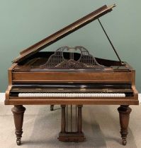MAHOGANY BOUDOIR GRAND PIANO by John Broadwood & Sons of London, on turned supports, 101cms H,