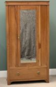 MAHOGANY WARDROBE, a fine example with crossbanding detail, mirrored single door and base drawer,