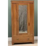 MAHOGANY WARDROBE, a fine example with crossbanding detail, mirrored single door and base drawer,