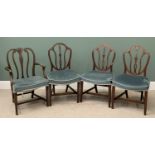 SHERATON STYLE CHAIR ASSORTMENT (4), classically shaped, the carver 93cms H, 58cms W, 44cms D