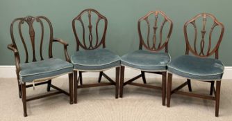 SHERATON STYLE CHAIR ASSORTMENT (4), classically shaped, the carver 93cms H, 58cms W, 44cms D